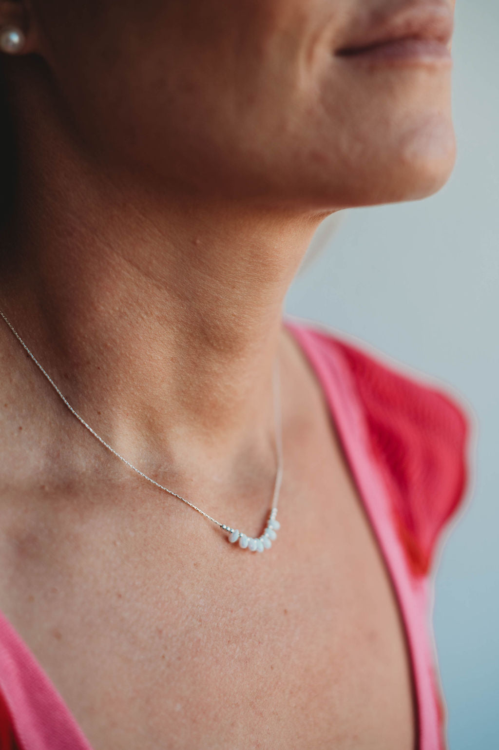 Rain Necklace- 14k Gold Fill/ Sterling Silver - Opalite Collection