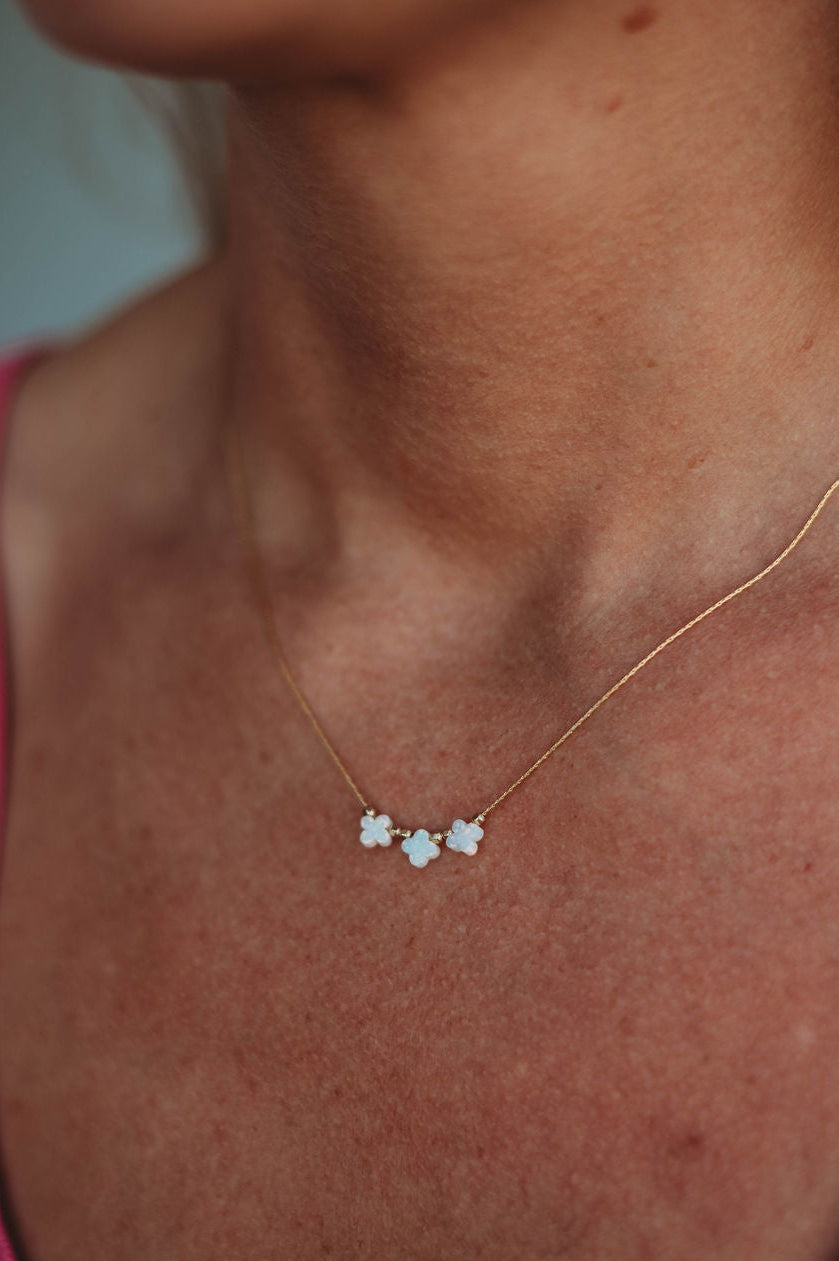 Lucky Necklace- 14k Gold Fill/ Sterling Silver - Opalite Collection