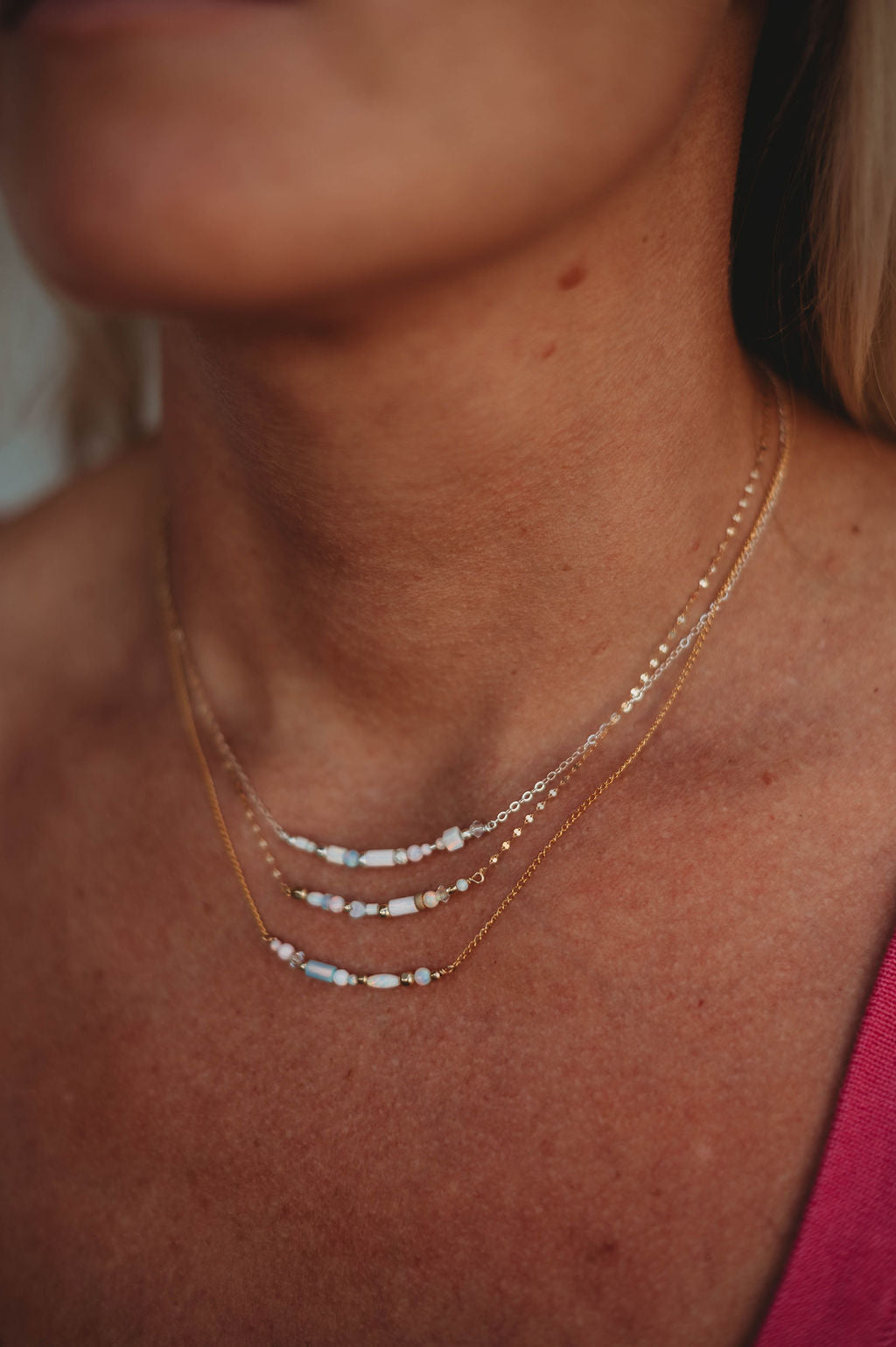 Inner Glow Necklace - 14k Gold Fill/ Sterling Silver - Opalite Collection