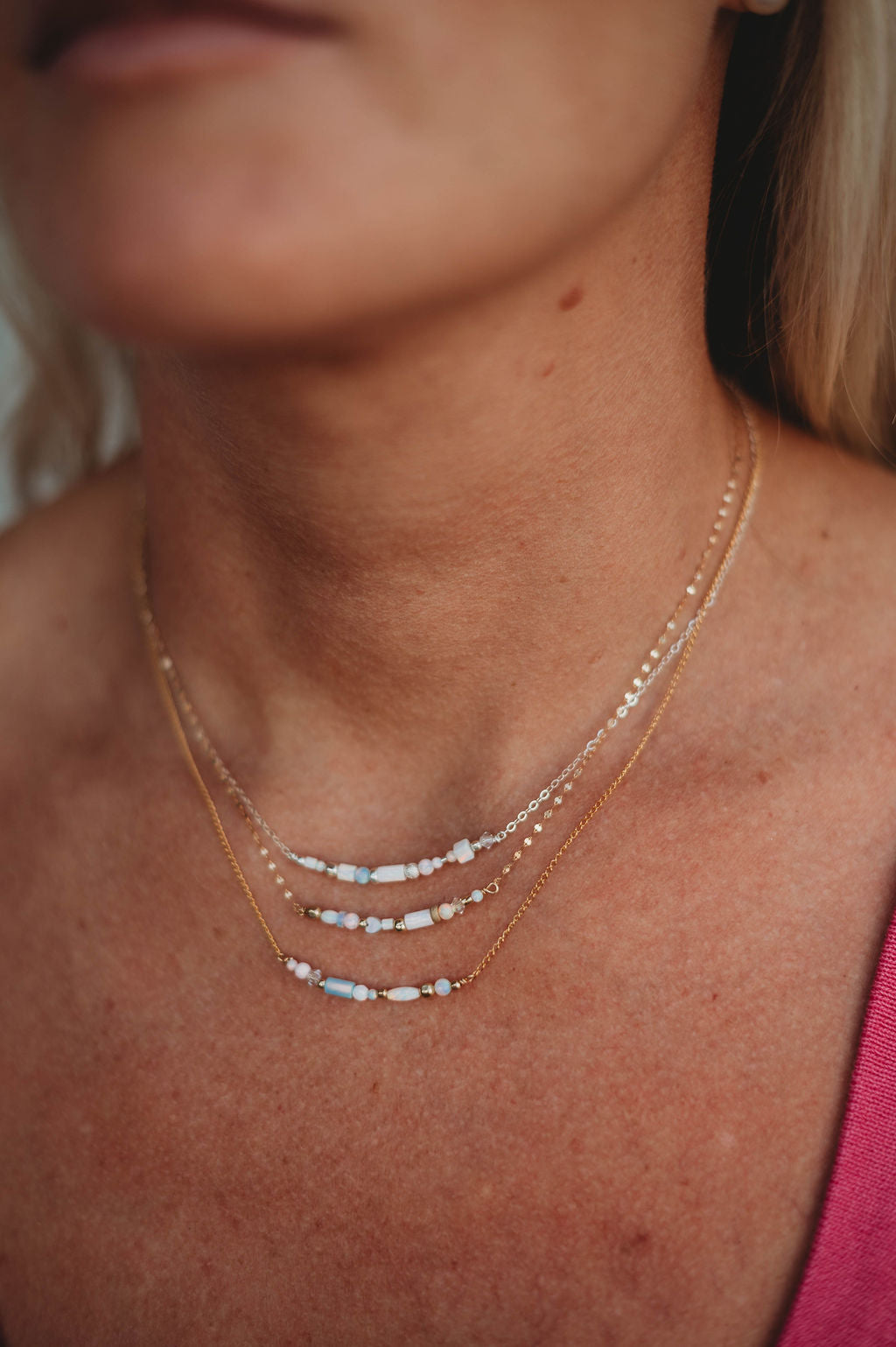 Inner Glow Necklace - 14k Gold Fill/ Sterling Silver - Opalite Collection