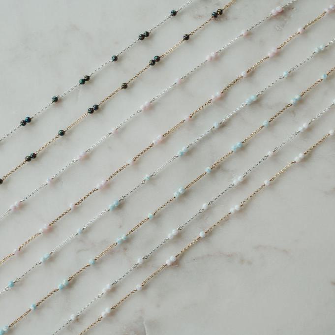 Opal Double Single Satellite Permanent Jewelry Chain (3 feet) PREORDER