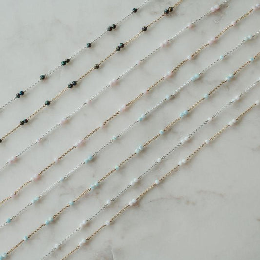 Opal Double Single Satellite Permanent Jewelry Chain (3 feet) PREORDER