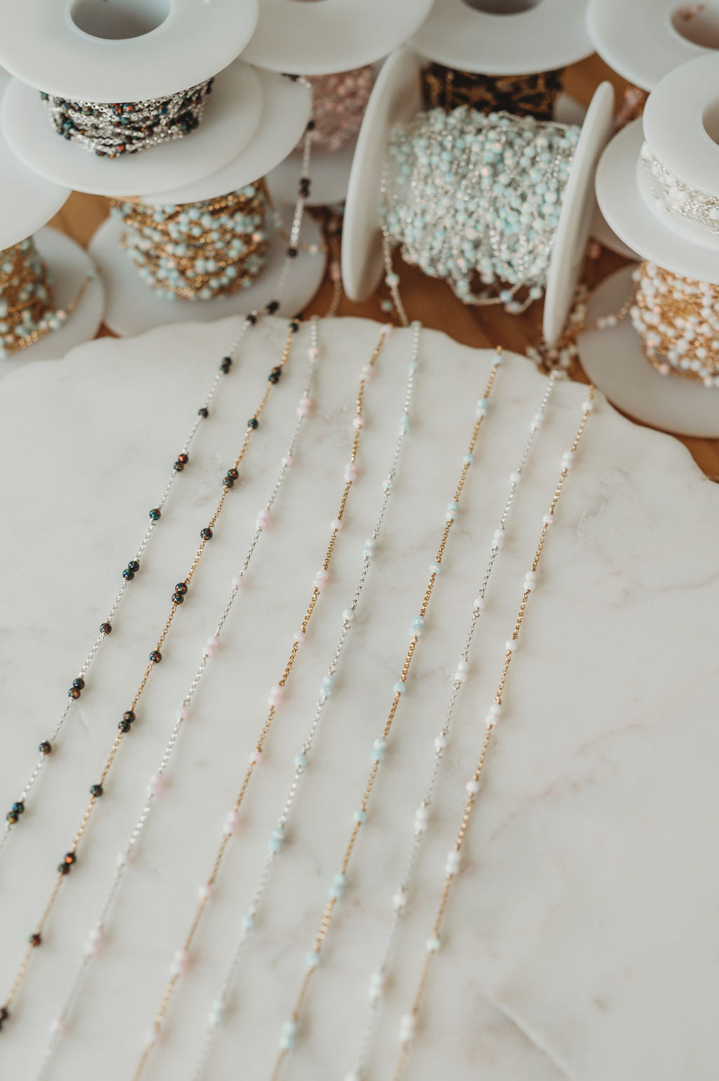 Opal Double Single Satellite Permanent Jewelry Chain (3 feet) PREORDER
