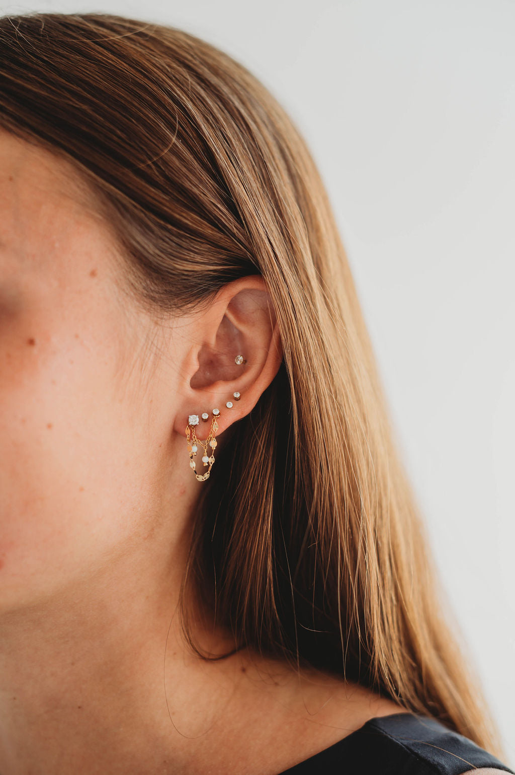 Ear Chains- 14k Gold Fill or Sterling Silver