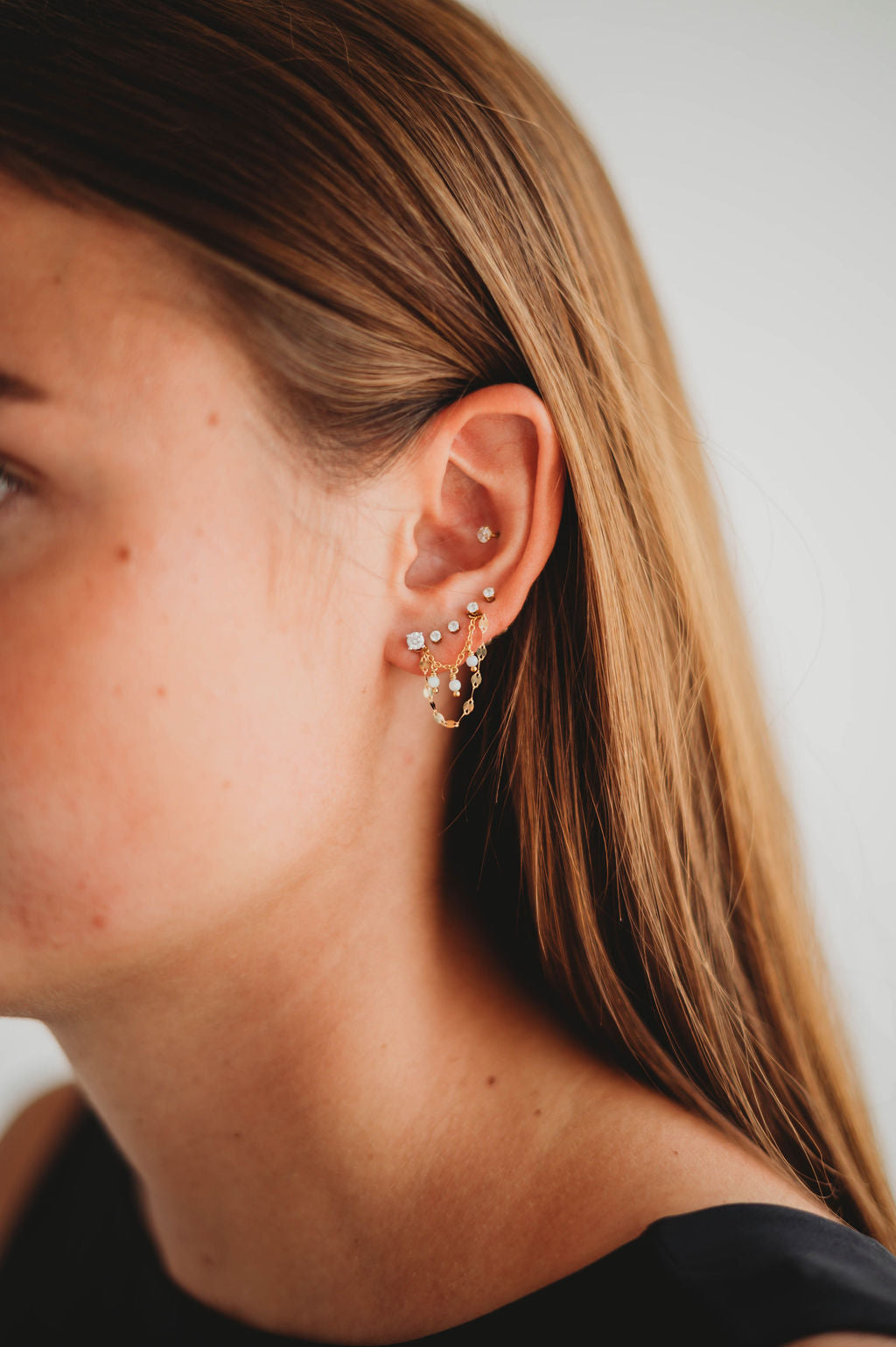 Ear Chains- 14k Gold Fill or Sterling Silver