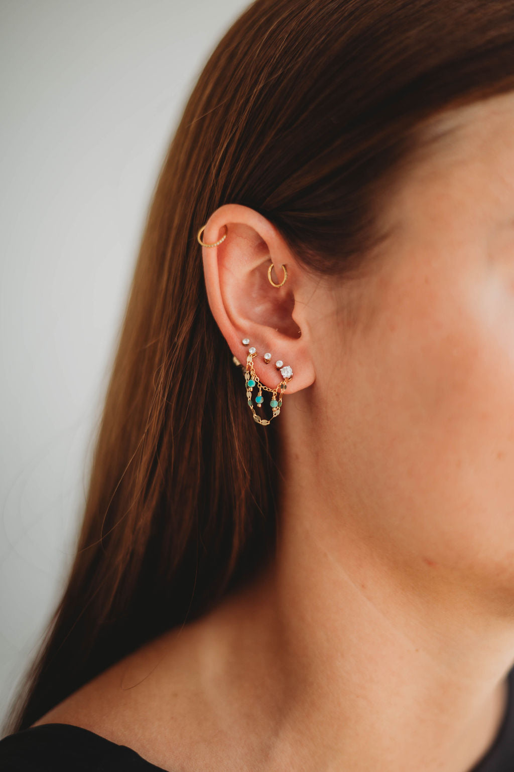 Ear Chains- 14k Gold Fill or Sterling Silver