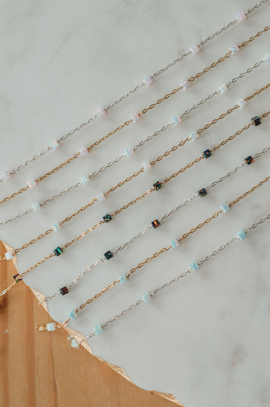 READY TO SHIP Opal Cube Satellite Permanent Jewelry Chain (3 feet)
