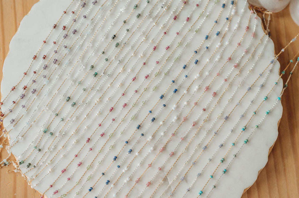 Double Single Gemstone Birthstone Permanent Jewelry Chain (3 feet) PREORDER