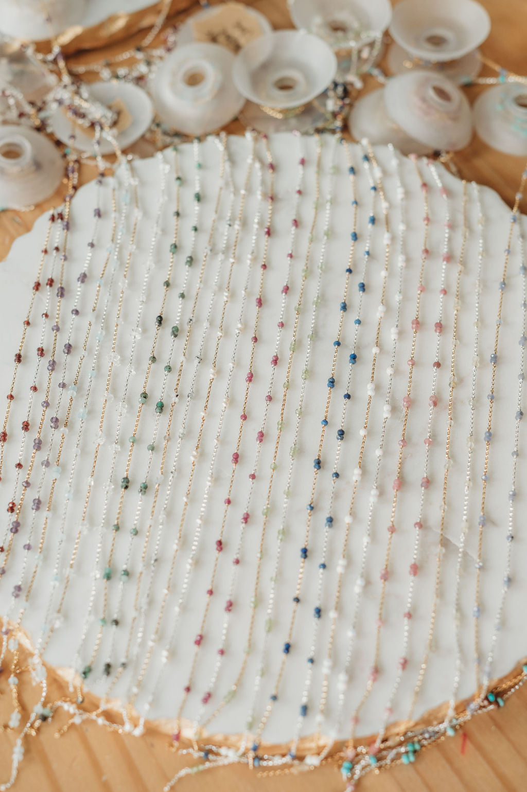 Double Single Gemstone Birthstone Permanent Jewelry Chain (3 feet) PREORDER