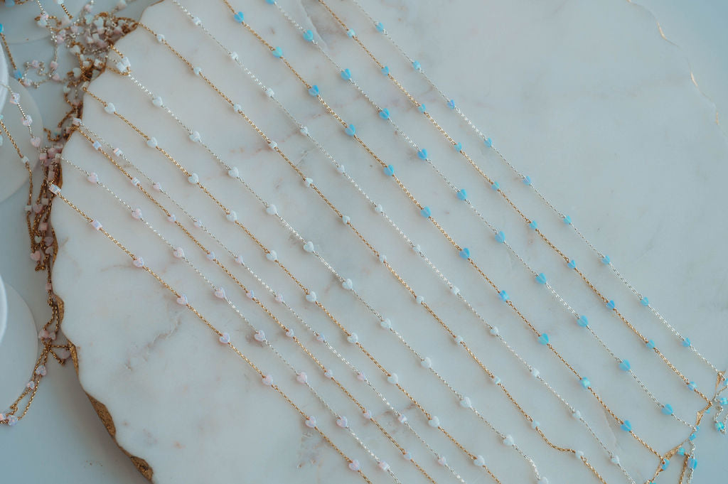 Lil Hearts Opal Permanent Jewelry Chain- READY TO SHIP/ PREORDER (3 feet)