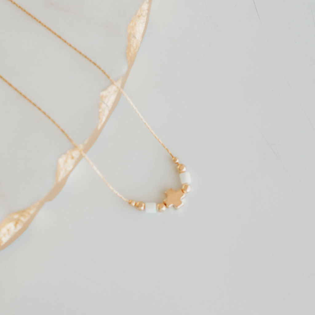 Faith Necklace- 14k Gold Fill/ Sterling Silver - Opalite Collection