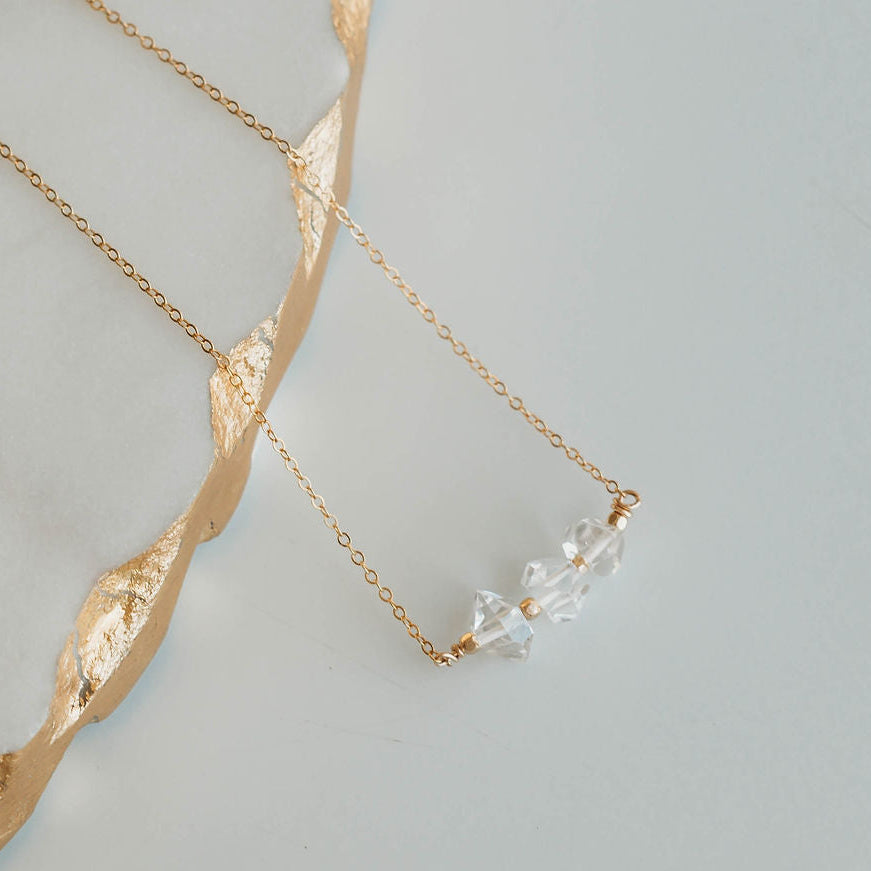 Thrive Herkimer Diamond Necklace- 14k Gold Fill/ Sterling Silver - Opalite Collection