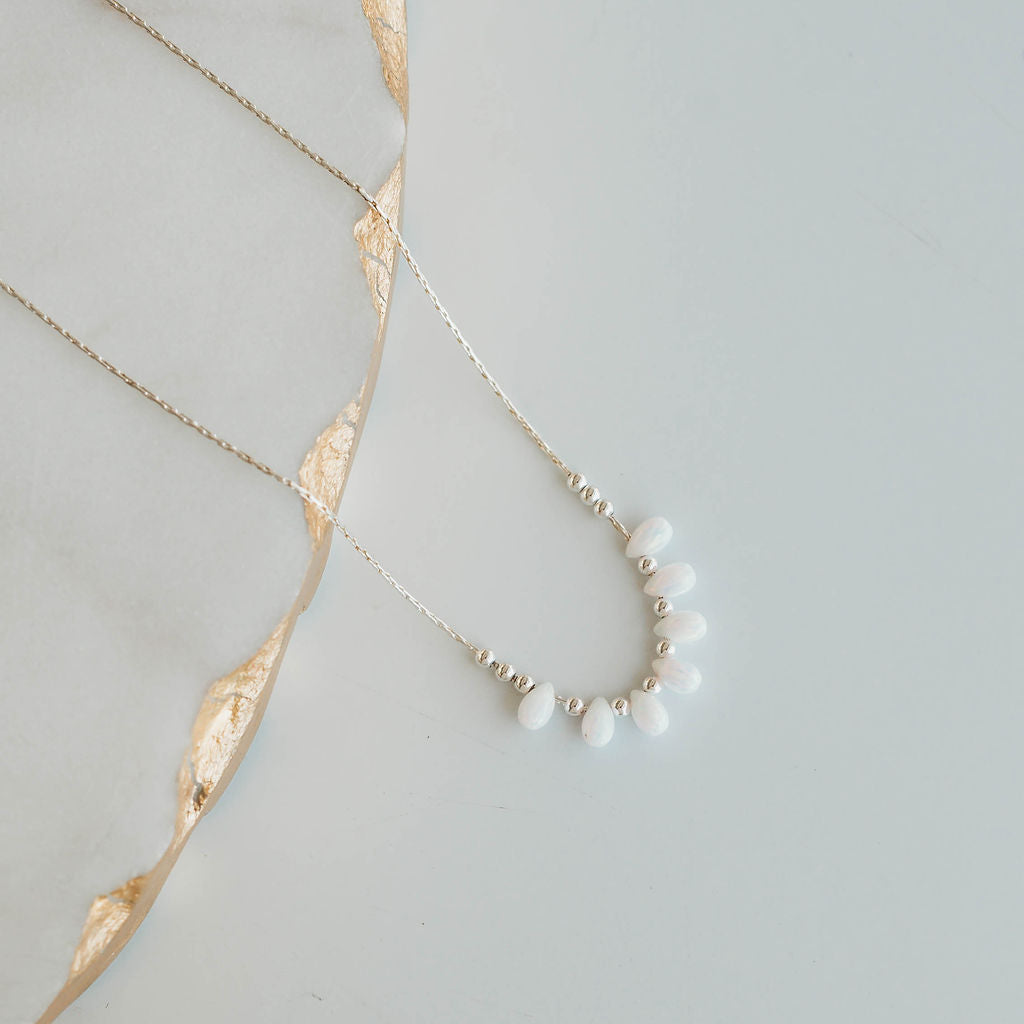 Rain Necklace- 14k Gold Fill/ Sterling Silver - Opalite Collection