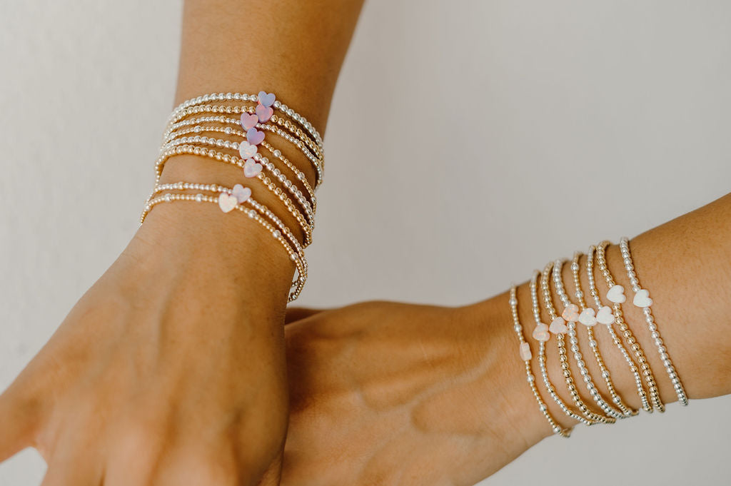 Opal Heart Gold Fill + Sterling Silver Bracelet