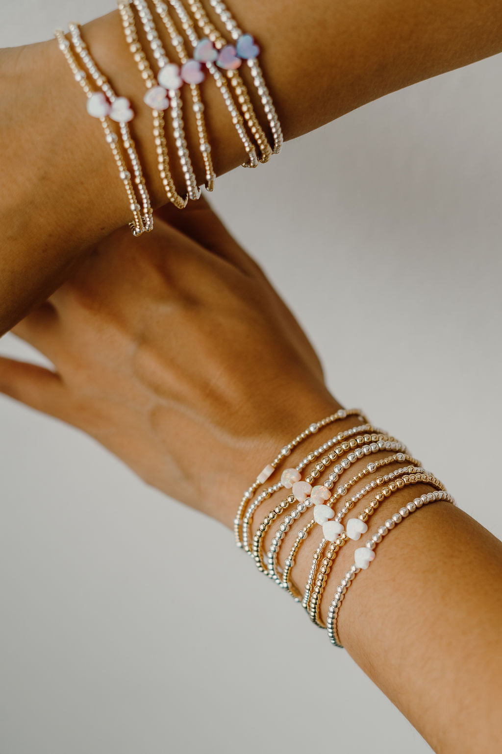 Opal Heart Gold Fill + Sterling Silver Bracelet