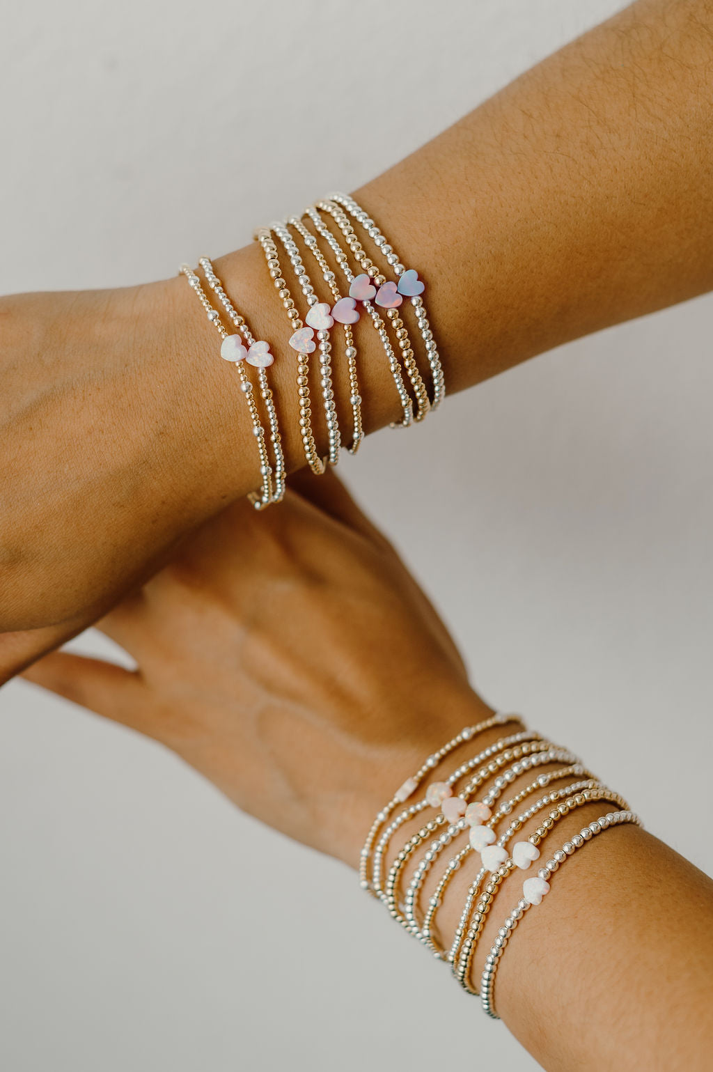 Opal Heart Gold Fill + Sterling Silver Bracelet