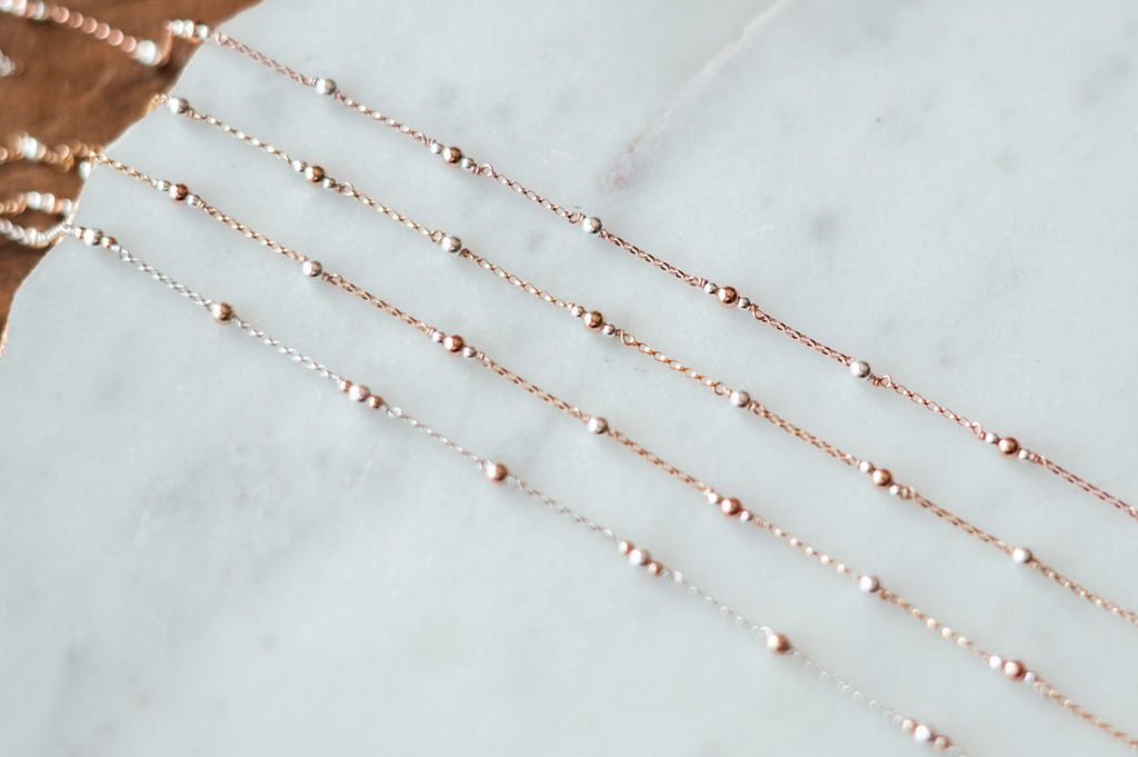 Triple Single Satellite Mixed Metal Permanent Jewelry Chain (3 feet) PREORDER