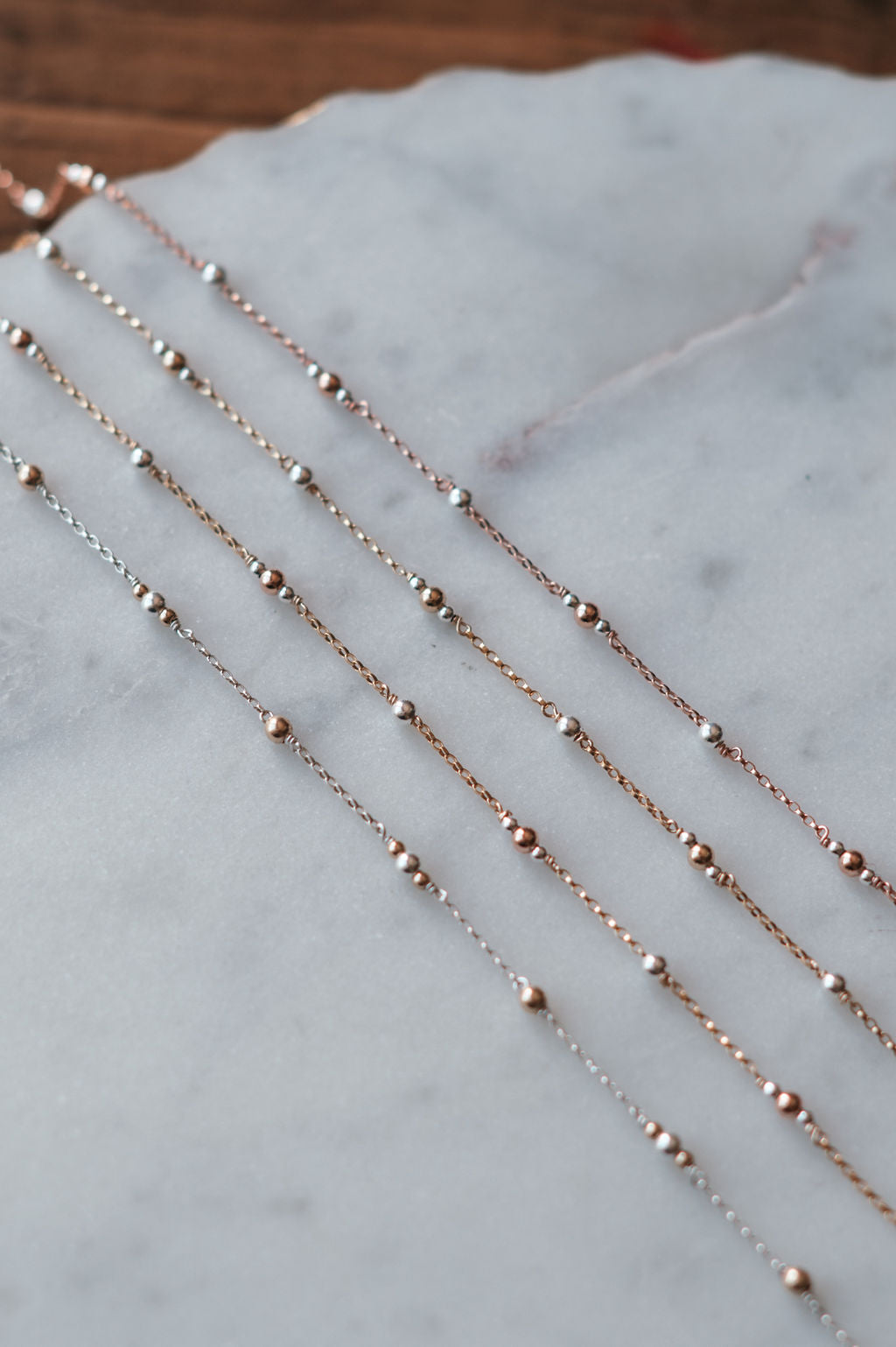 Triple Single Satellite Mixed Metal Permanent Jewelry Chain (3 feet) PREORDER