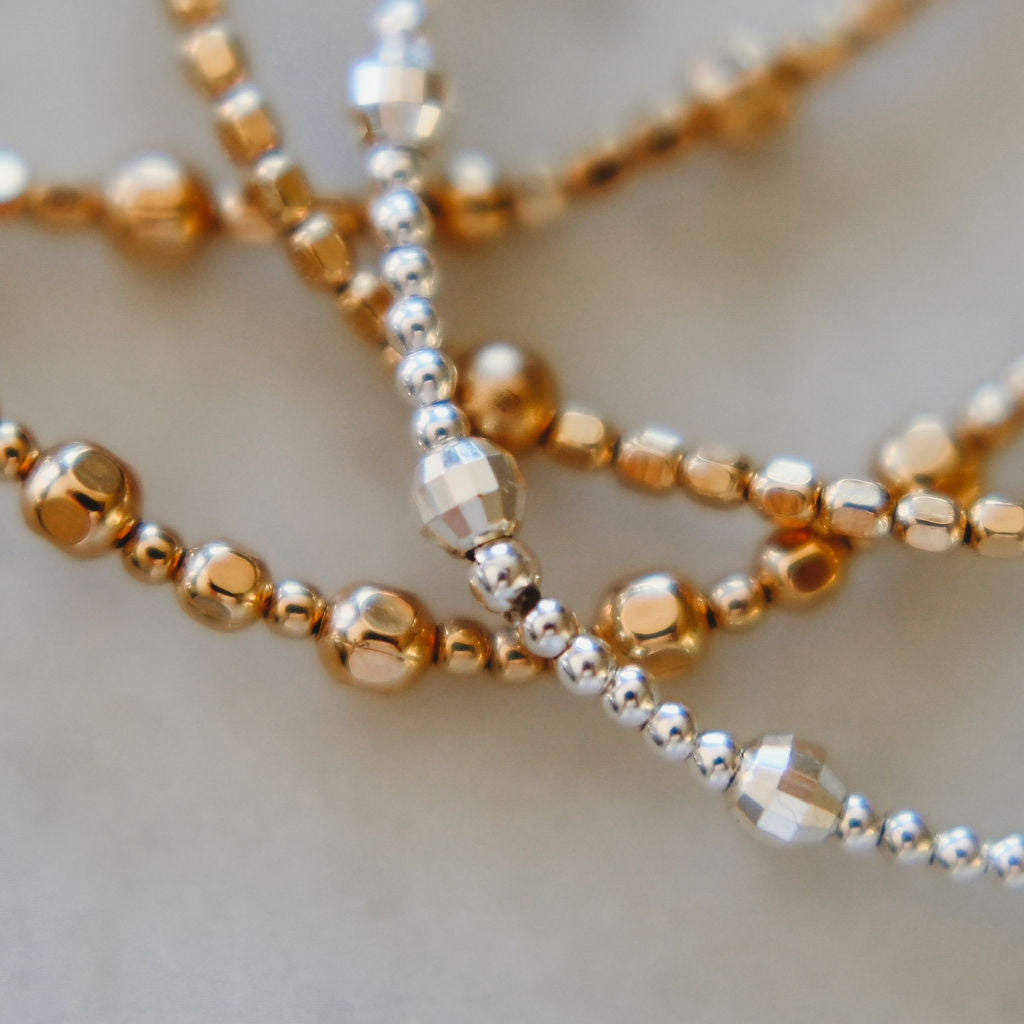Faceted Gold Beaded Bracelet - WHOLESALE