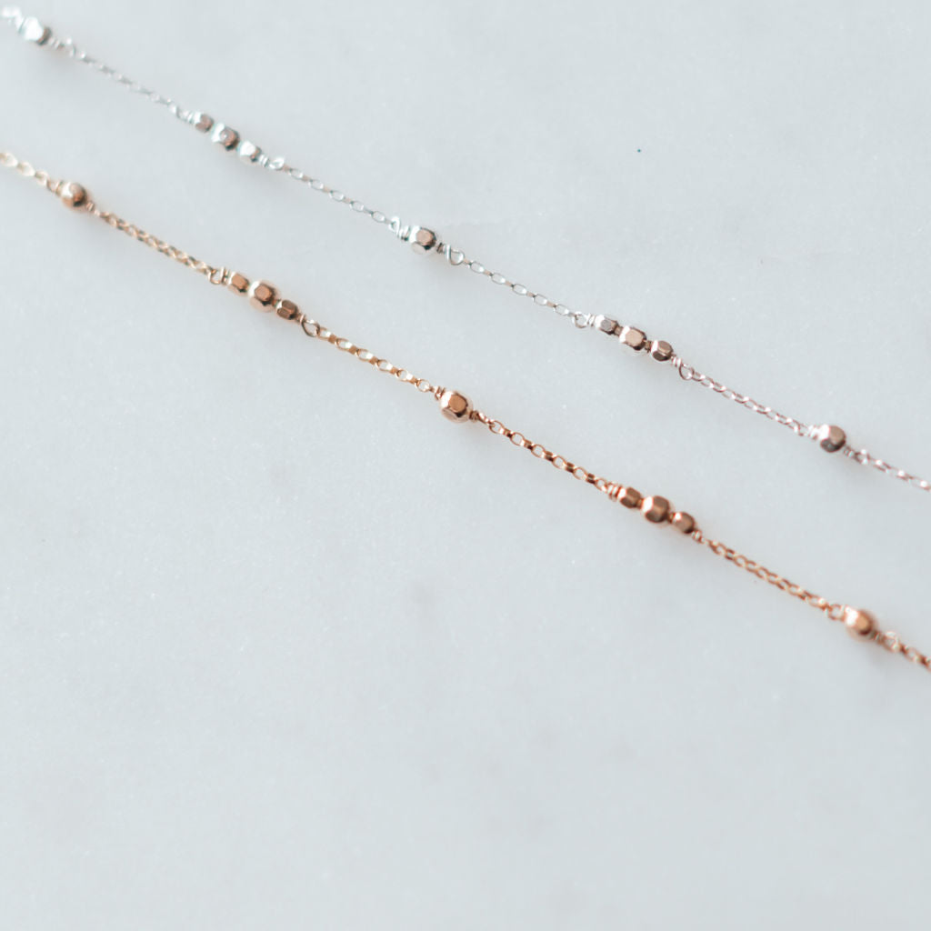 Triple Single Faceted Satellite Mixed Metal Permanent Jewelry Chain (3 feet) PREORDER