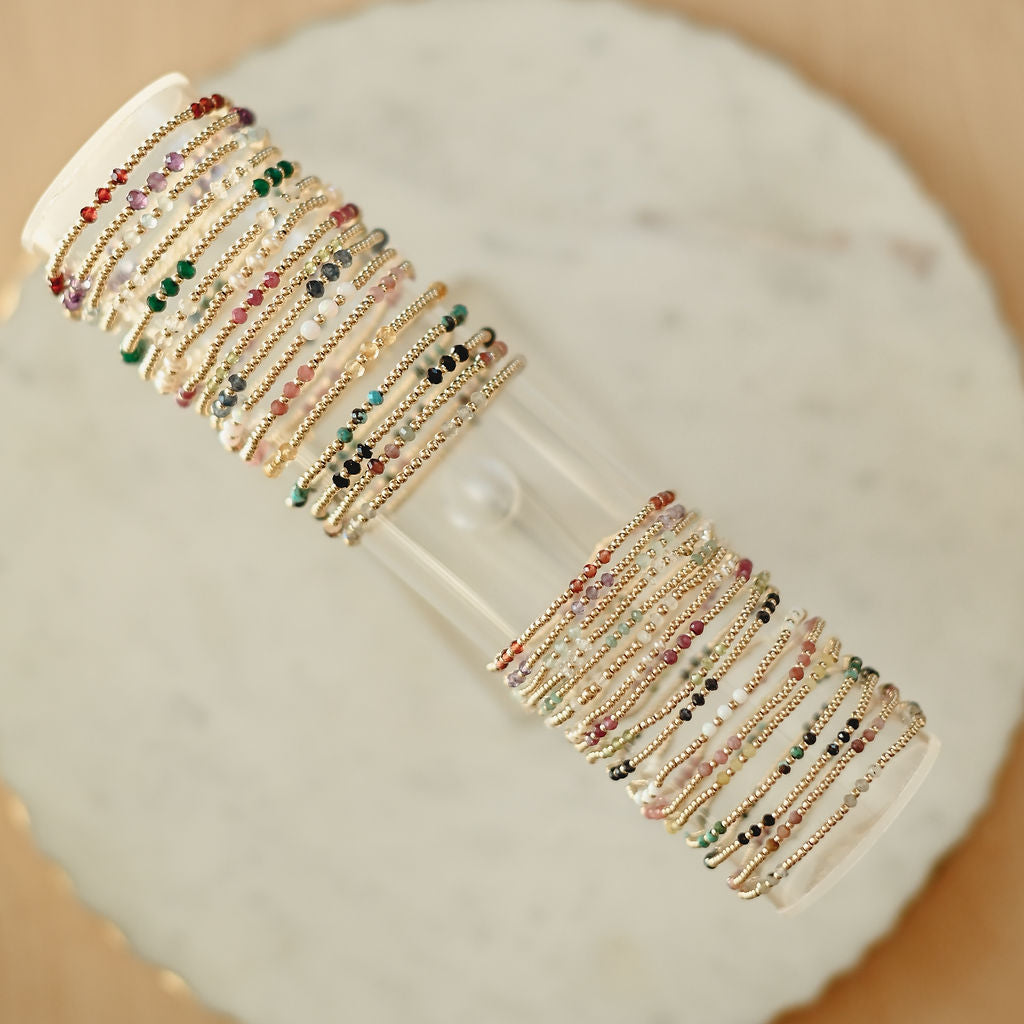 Charolette Birthstone Gemstone Beaded Bracelet - WHOLESALE