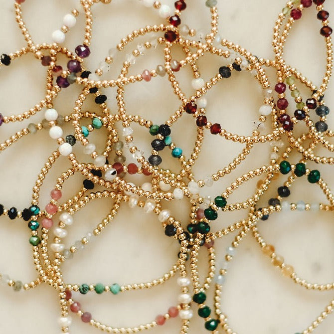 Charolette Birthstone Gemstone Beaded Bracelet - WHOLESALE