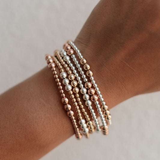 Everly - Mixed Metal Gold Fill Beaded Bracelet- WHOLESALE