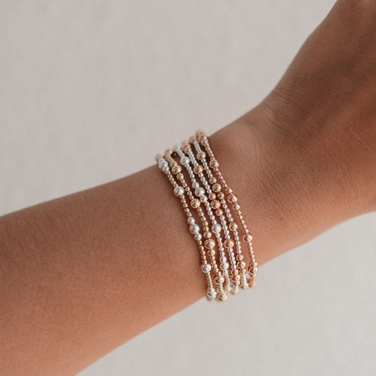 Oaklyn - Mixed Metal Gold Fill + Sterling Silver Beaded Bracelet- WHOLESALE