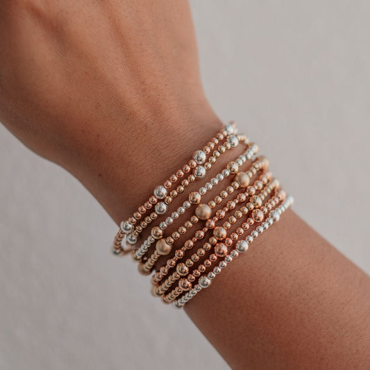 Hayes - Mixed Metal Gold Fill Beaded Bracelet- WHOLESALE