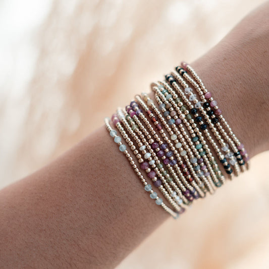 Marley Birthstone Gemstone Beaded Bracelet- WHOLESALE