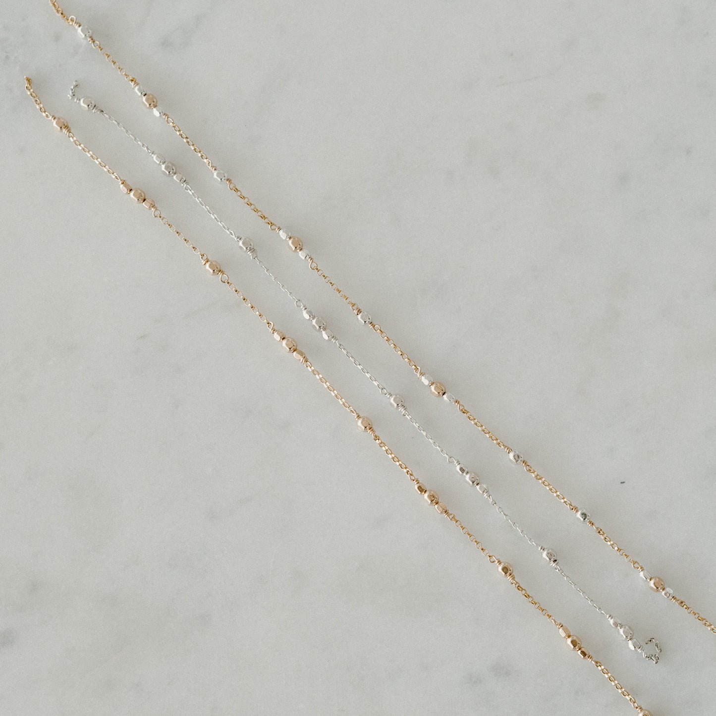 Triple Single Faceted Satellite Mixed Metal Permanent Jewelry Chain (3 feet) PREORDER