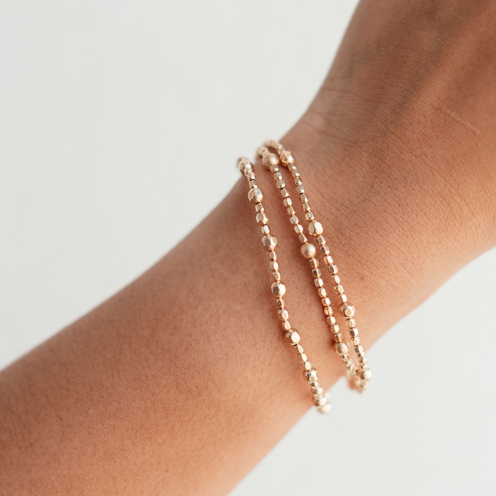 Faceted Gold Beaded Bracelet - WHOLESALE
