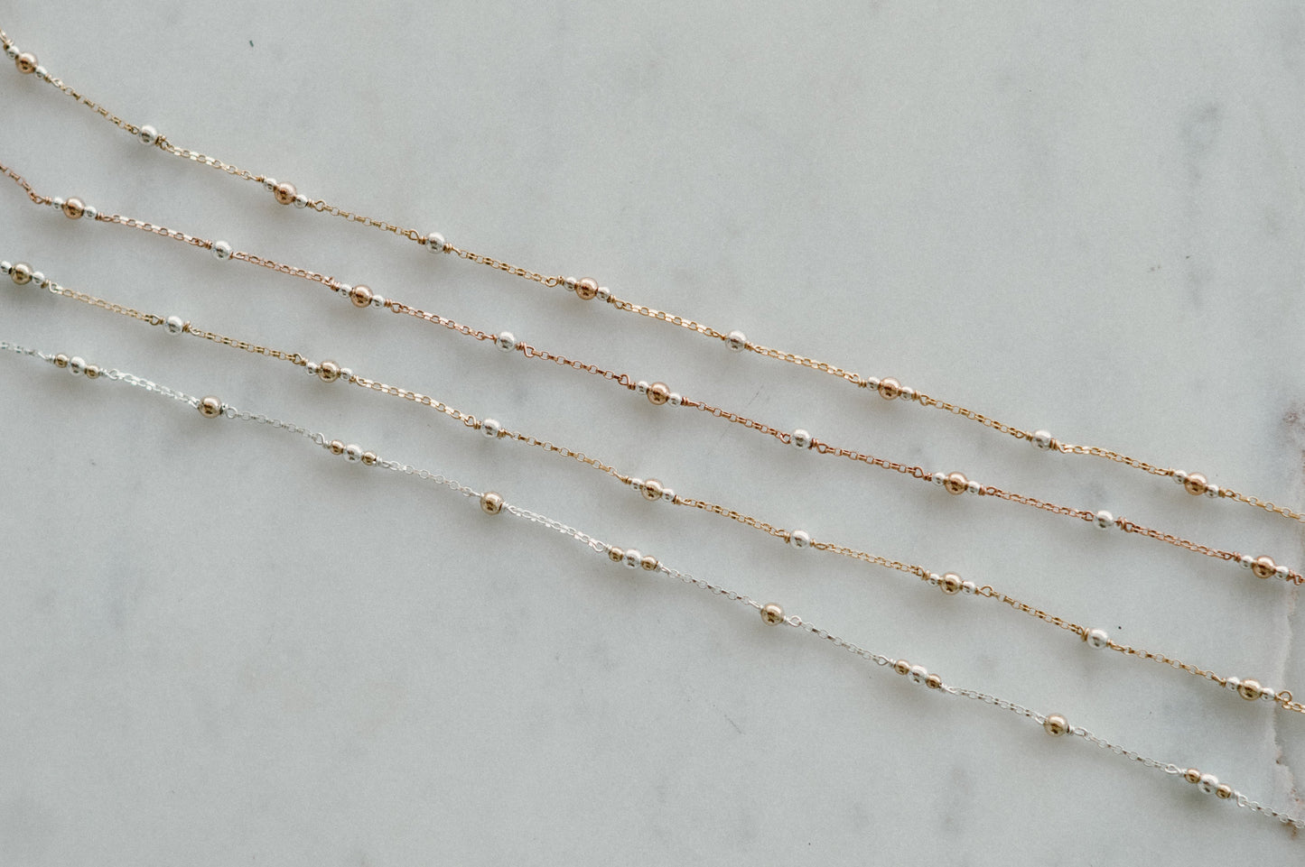 Triple Single Satellite Mixed Metal Permanent Jewelry Chain (3 feet) PREORDER