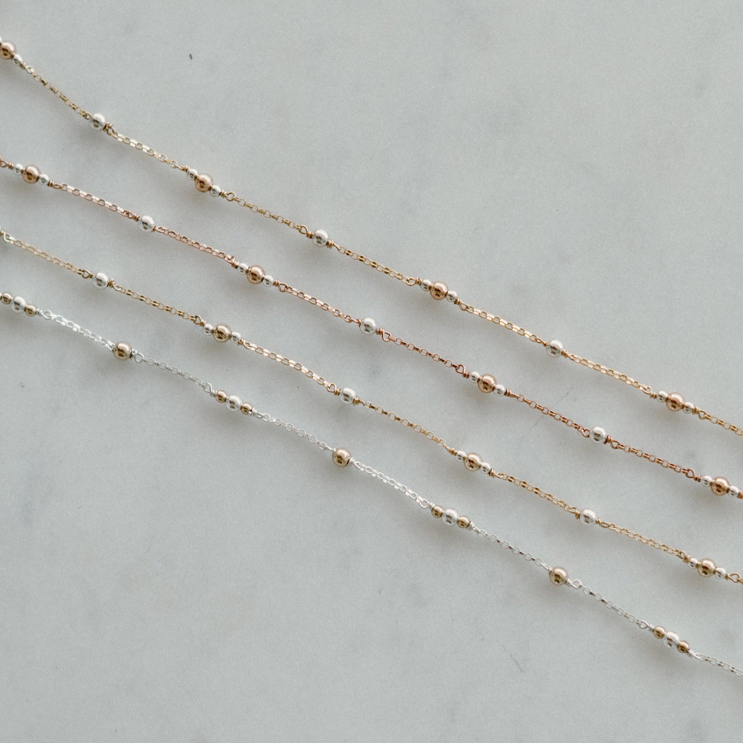 Triple Single Satellite Mixed Metal Permanent Jewelry Chain (3 feet) PREORDER
