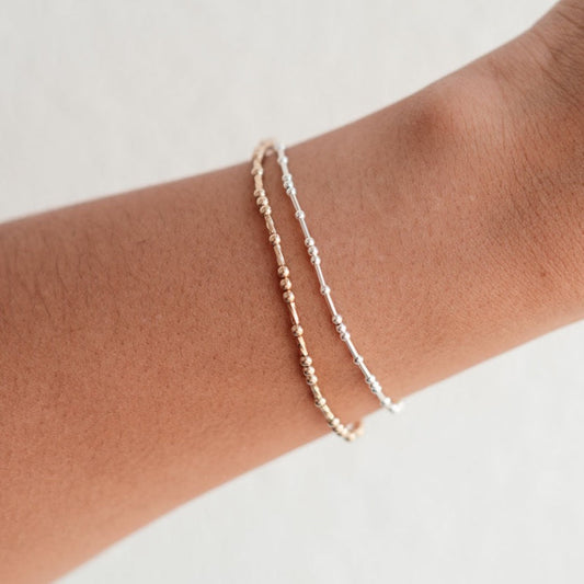 Austyn -Bar Metal Gold and Silver Beaded Bracelet - WHOLESALE