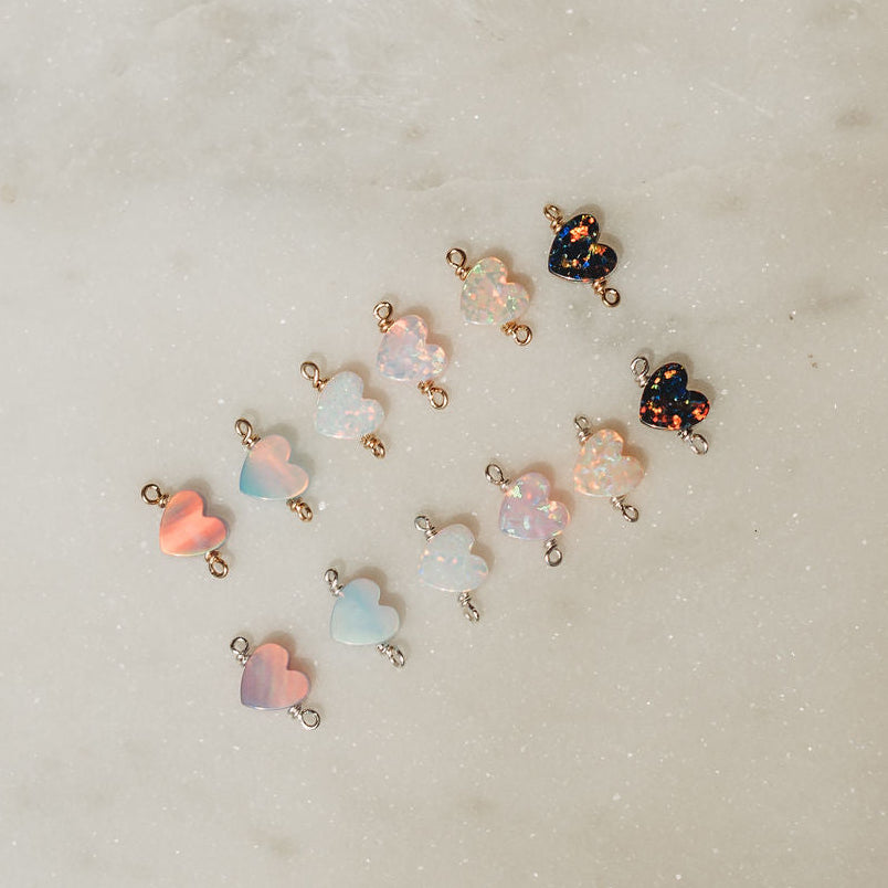 NEW COLORS! Opal + Pearl HEART Connectors