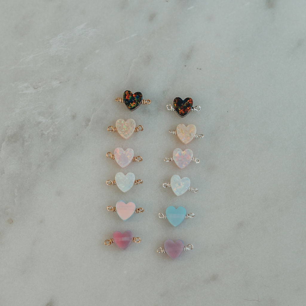 NEW COLORS! Opal + Pearl HEART Connectors