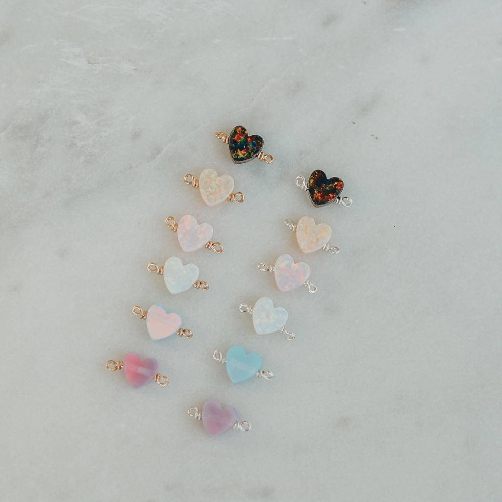 NEW COLORS! Opal + Pearl HEART Connectors