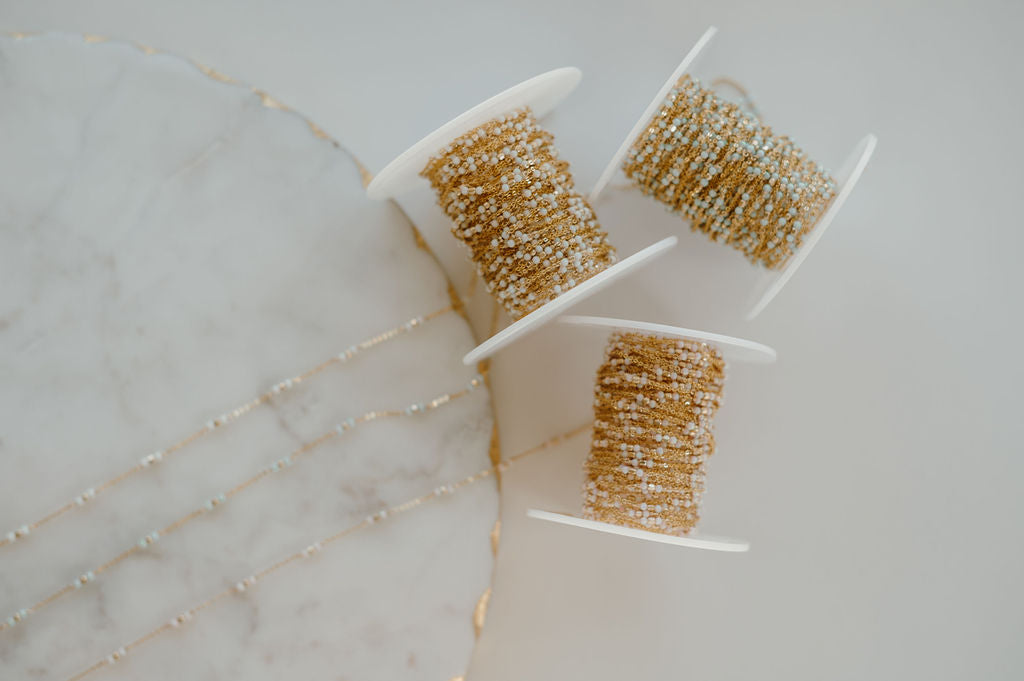 PREORDER *NEW* Tiny Opal Satellite Permanent Jewelry Chain (3 feet)