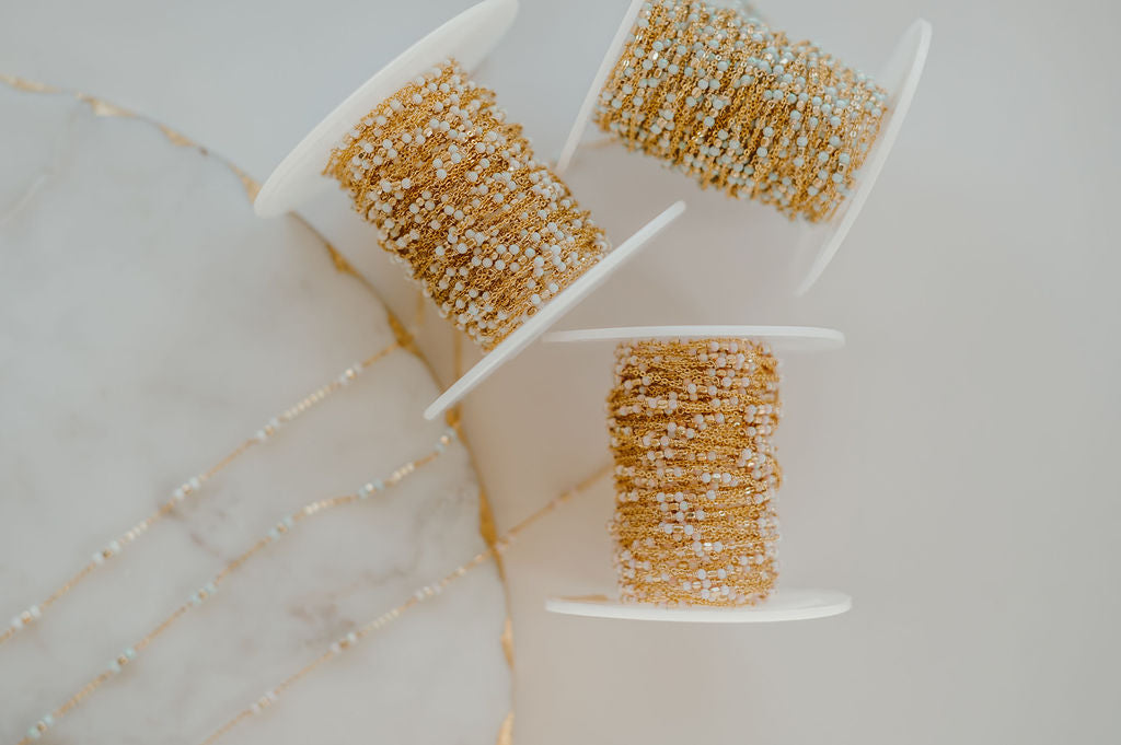 PREORDER *NEW* Tiny Opal Satellite Permanent Jewelry Chain (3 feet)
