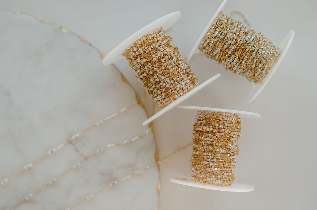 PREORDER *NEW* Tiny Opal Satellite Permanent Jewelry Chain (3 feet)