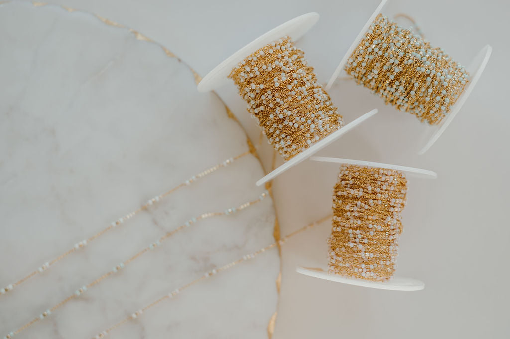 PREORDER *NEW* Tiny Opal Satellite Permanent Jewelry Chain (3 feet)