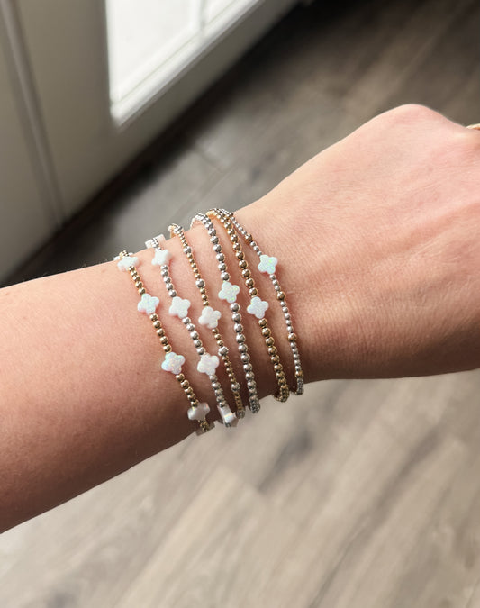 Opal Clover 14k Gold Fill + Sterling Silver Bracelet READY to SHIP