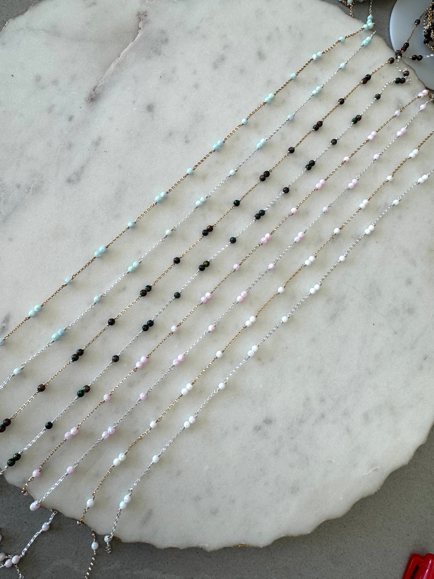Opal Double Single Satellite Permanent Jewelry Chain (3 feet) PREORDER
