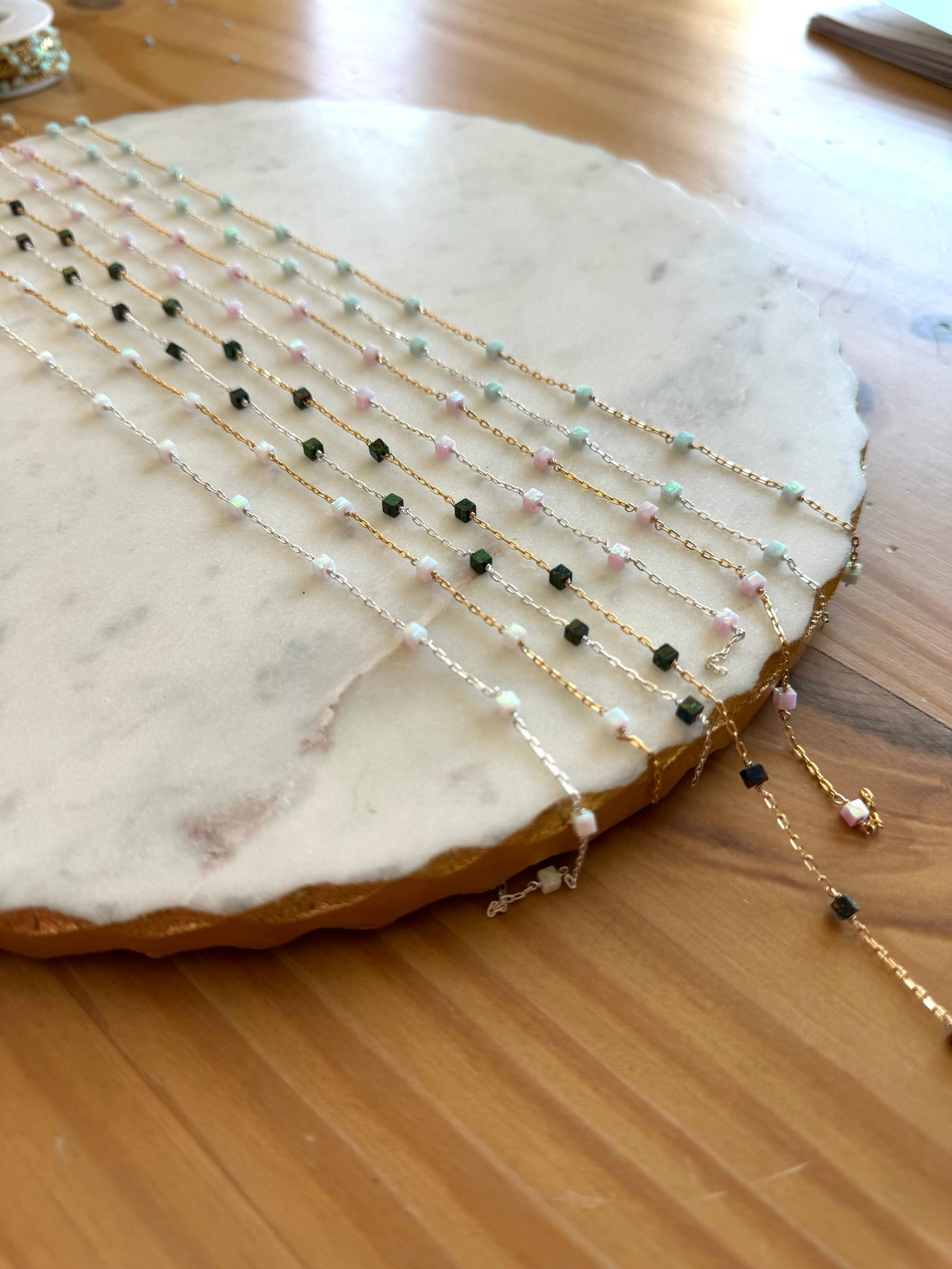 READY TO SHIP Opal Cube Satellite Permanent Jewelry Chain (3 feet)