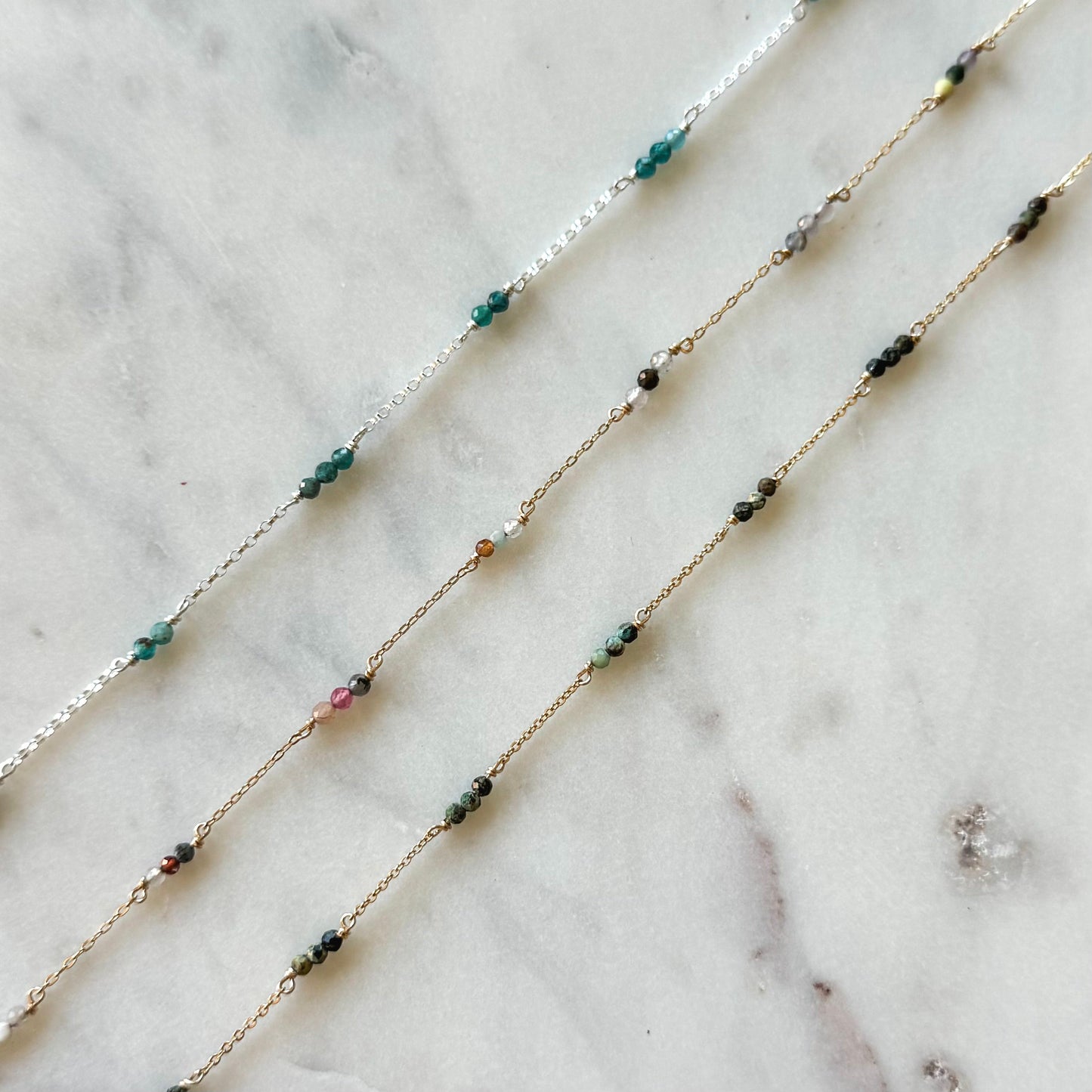 READY TO SHIP Tiny Gemstone Permanent Jewelry Chain (3 feet)