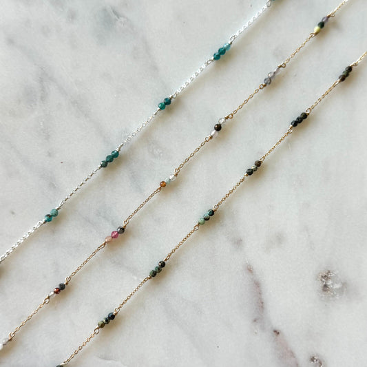 READY TO SHIP Tiny Gemstone Permanent Jewelry Chain (3 feet)