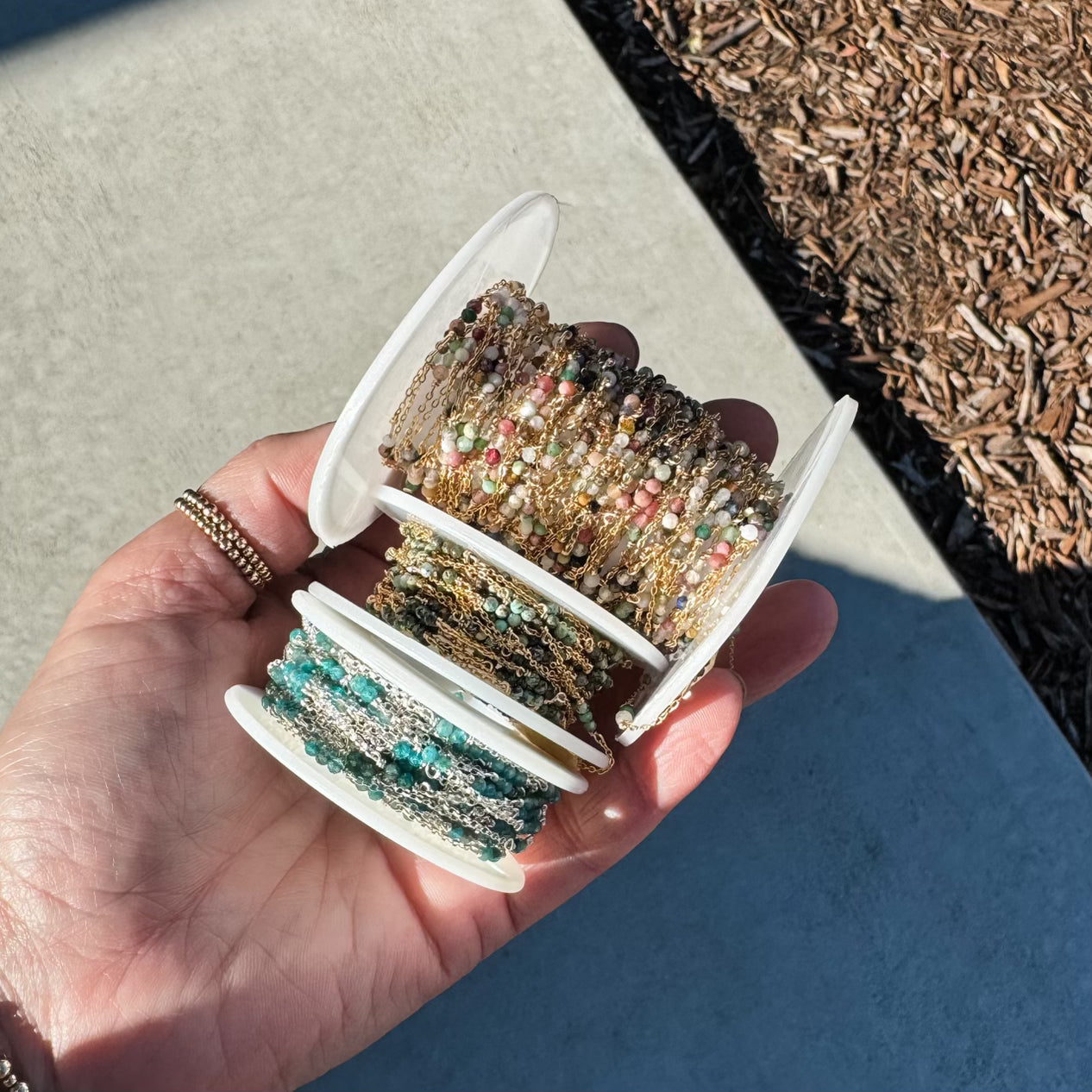 READY TO SHIP Tiny Gemstone Permanent Jewelry Chain (3 feet)