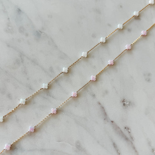 READY TO SHIP *NEW* OPAL CLOVER Satellite Permanent Jewelry Chain (3 feet)