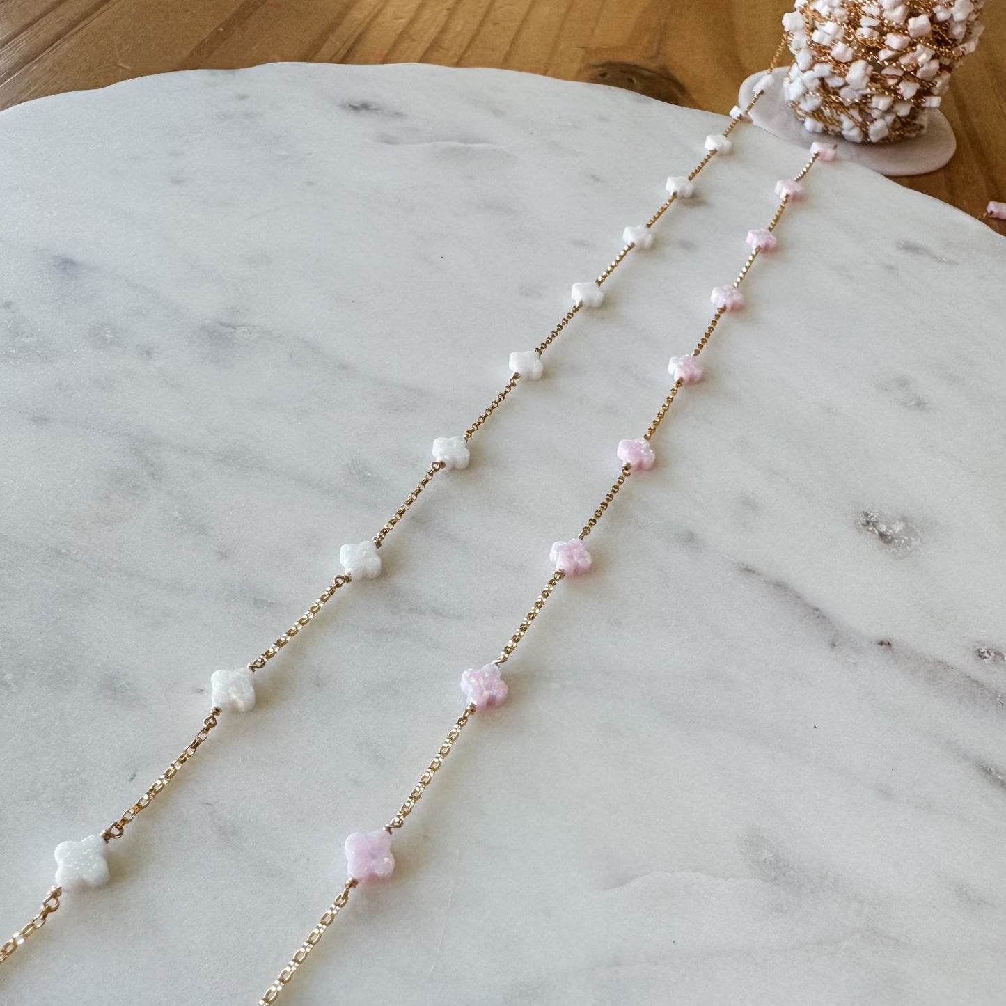 READY TO SHIP *NEW* OPAL CLOVER Satellite Permanent Jewelry Chain (3 feet)